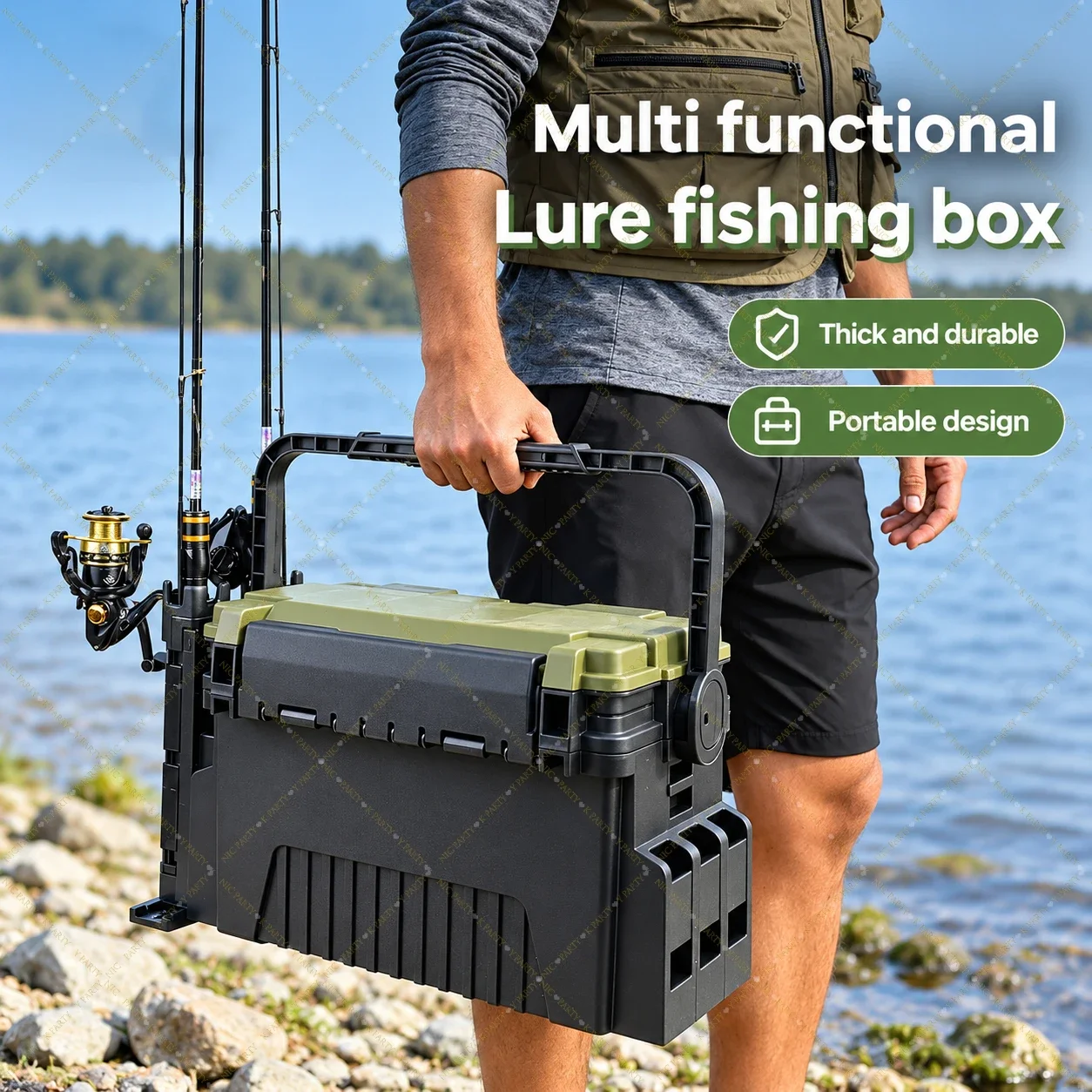 Fishing Kayak Crate - Große Angelbox mit Sitz, doppelter Schicht,